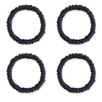 22 Momme 100% Mulberry Silk Hair Ties, Well-Hold Elastic for No-Damage, (4 Pack, Black), 6A Grade, Soft Scrunchies, Reduces Frizz & Breakage, OEKO-TEX Certified
