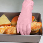 Disposable Gloves Medium, Nitrile and Vinyl Blend Material Gloves, Latex Free, 4 Mil 200 Pc Food Grade Glove for Cleaning, Food Prep, Hair Dye, Tattoo, Pink