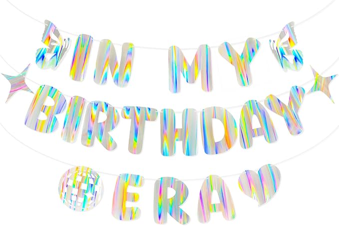 Iridescent In My Birthday Era Banner, Pre-Strung Fun Birthday Decorations by Unknown