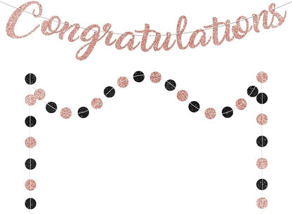 Rose Gold Congratulations Banner Sign Prestrung Congrats Banner Congratulations by Blopee