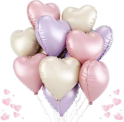 Pink Purple Heart Balloons, 18 Inch Pastel Lila Beige Helium Balloon by TAOYE