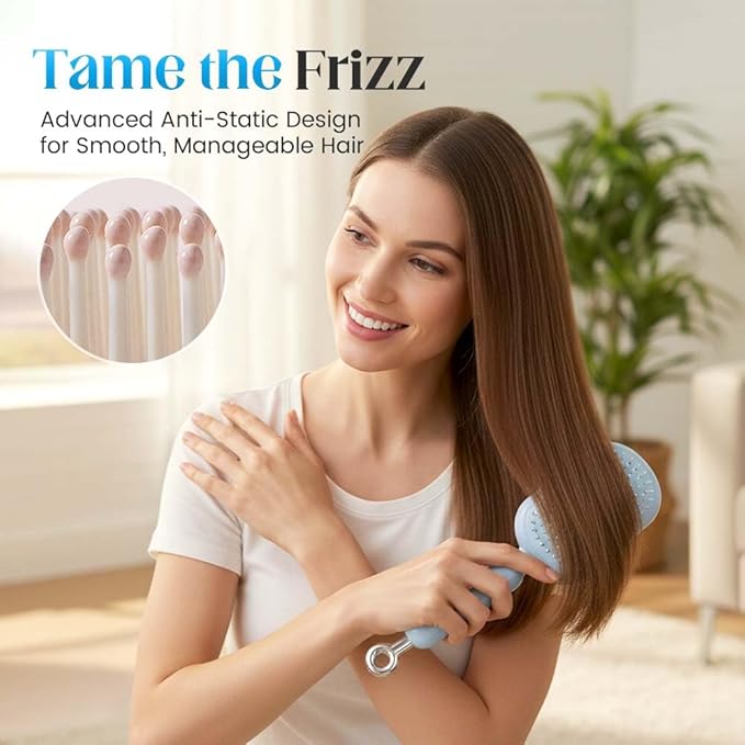 Retractable Cushion Massage Comb, 2026 New Self Cleaning Hair Brush, Anti Static Self Cleaning Hair Brush for Women Men (White)