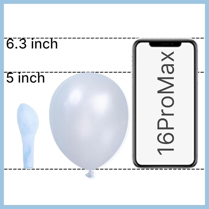PartyWoo Pearl Light Blue Balloons 100pcs Baby Pastel Blue Color | 5 Inch - Image 2