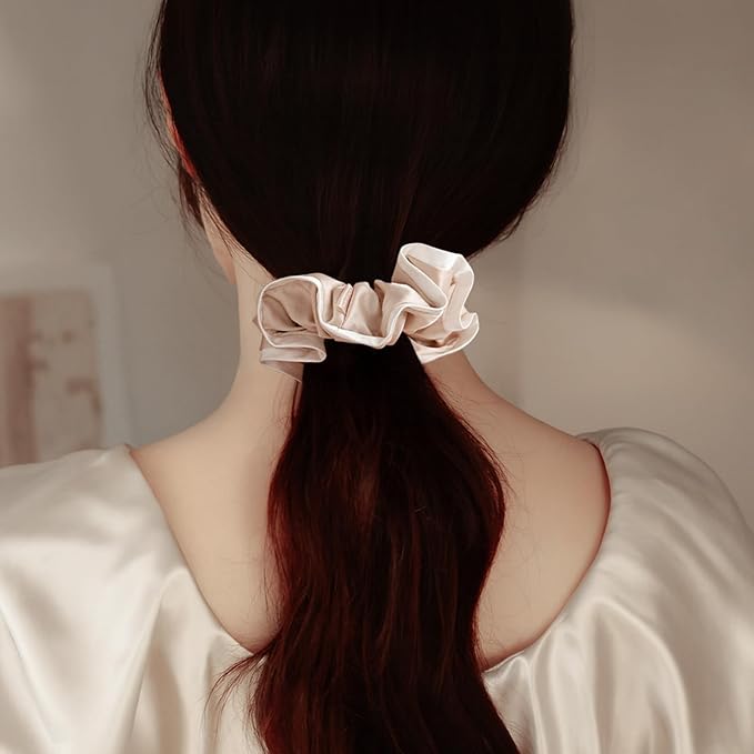 DAISYSILK Pure Mulberry Silk Hair Scrunchie for Women Gentle No-Crease Silk Hair Tie Smooth Elastic Ponytail Holder (Dusty Pink)