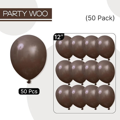 PartyWoo Dark Brown Balloons 50pcs Boho Coffee Neutral Fall Color | Balloons - Image 6
