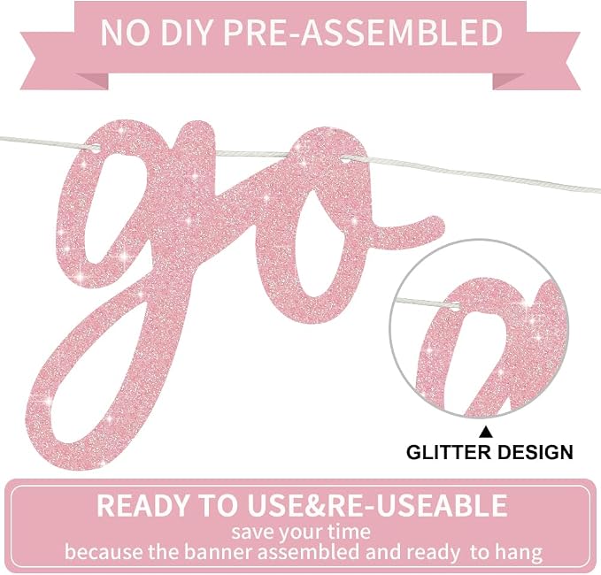 BEISHIDA Dark Pink Pre-Strung Go Shawty It's Your Birthday Banner Decor | - Image 3
