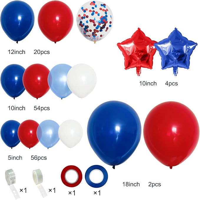 PERPAOL 140PCS Navy Red Blue Patriotic Balloon Arch Kit - Image 2