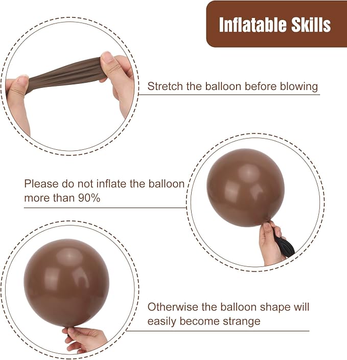 RUBFAC Brown Balloons Different Sizes Light Brown Party Balloon 154pcs | - Image 3