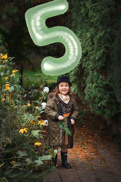 5 Balloon Numbers Birthday Decorations, 40In Sage-Green Balloons - Image 3