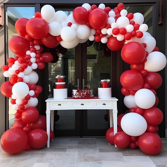 140Pcs Red and White Balloon Arch Kit - Image 5