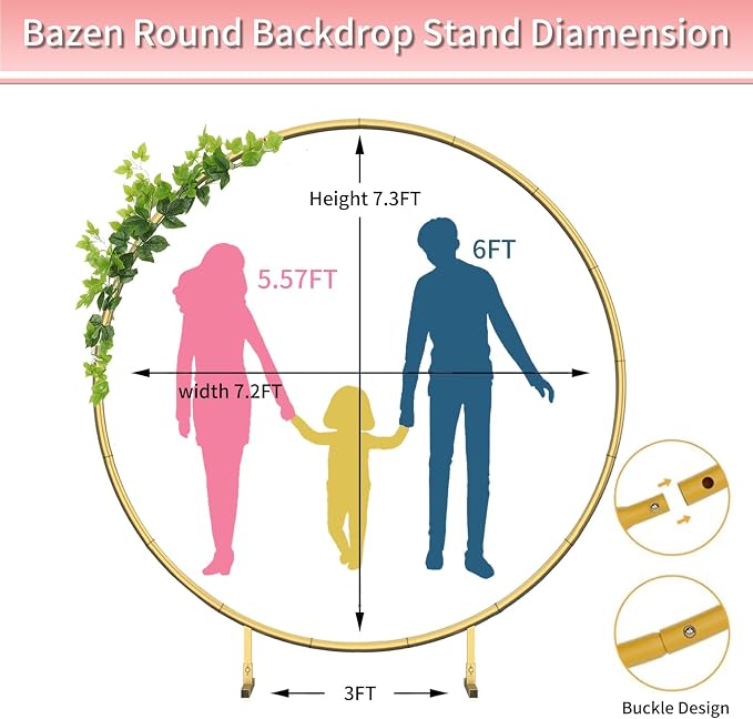 Bazen Round Arch Backdrop Stand Metal 7.5FT Wedding Circle Backdrop Stand | The - Image 3