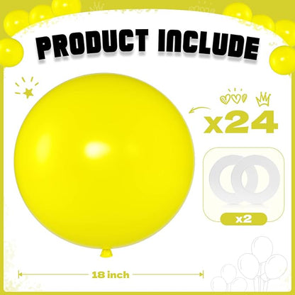 Yellow Balloons 18 Inch 24 Pack Matte Helium Latex Round Balloons - Image 2