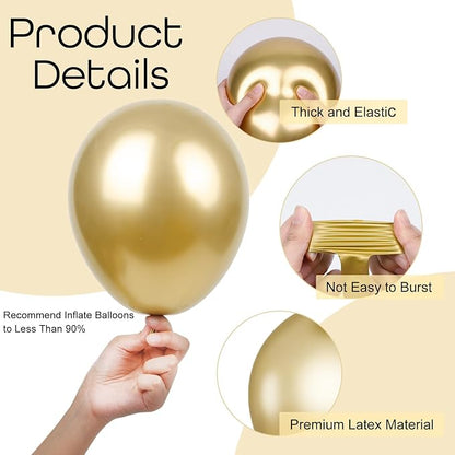 Ouddy Party 129Pcs Metallic Gold Balloons Different Sizes of 18 12 10 5Inch | - Image 3