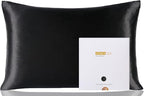 ZIMASILK 100% Pure Mulberry Silk Pillowcase for Hair and Skin Health,Soft and Smooth,Both Sides Premium Grade 6A Silk,600 Thread Count,with Hidden Zipper,1pc (King 20''x36'',Black)
