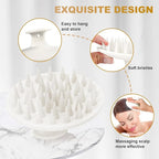 Silicone Scalp Massager Shampoo Brush, Scalp Brush for Hair Growth & Dandruff Removal, Hair Scrubber Scalp Stimulator Exfoliator Brush with Soft Bristles for Wet Dry Scalp Care (White)