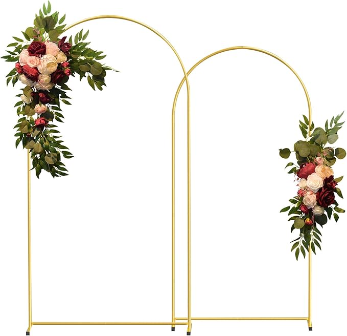 Gold Metal Wedding Arch Backdrop Stands Set of 2, Metal Square Balloon Arch by CHUNQIANGCAIDESIGN