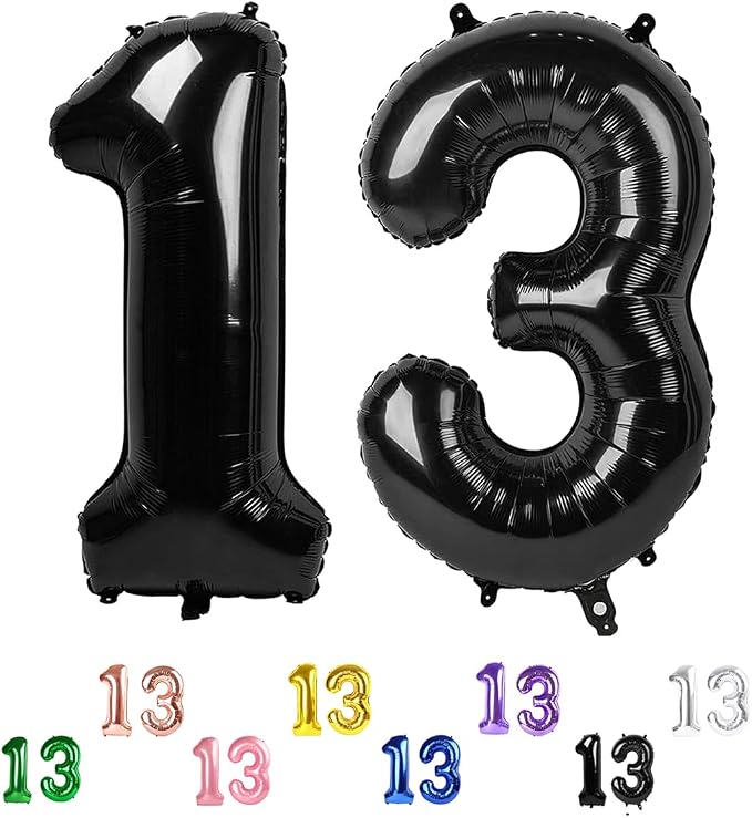 Number Balloons 13 Balloon Black by Enyeopd