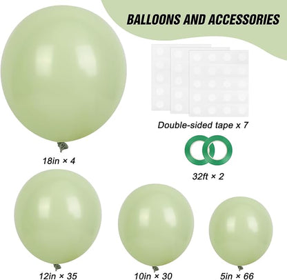 RUBFAC 135pcs Dusty Green Balloons Different Sizes Pack of 18 12 10 5 Inch - Image 2