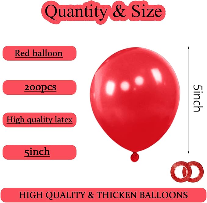 200pcs Red Balloons 5 Inch, Small Mini Latex Balloons - Image 2