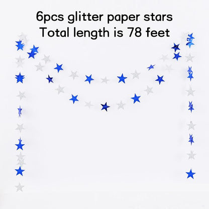 BEISHIDA Blue Silver Star Garland Decor Twinkle Star Banner Backdrop 2026 - Image 2