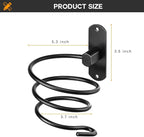 hicorfe Bathroom Hair Dryer Holder Hair Care Tools Holder Wall Mount (Black)