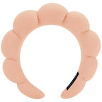 Spa Headbands for Washing Face or Makeup, Sponge Bubble Skincare Headbands, Puffy Terry Cloth Hairband for Women, Skin Care Makeup Headwear Hair Accessories for Girls(Khaki)