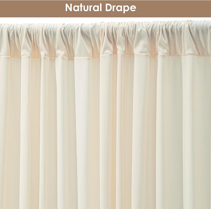20x10ft Wrinkle Free Ivory Backdrop Curtain - Image 5