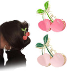 Hair Claw Clips for Women, 2Pcs Large Non-Slip Strong Metal Cherry Butterfly Sparkly Hair Jaw Clips, Cute Hair Holding Headwear Gifts