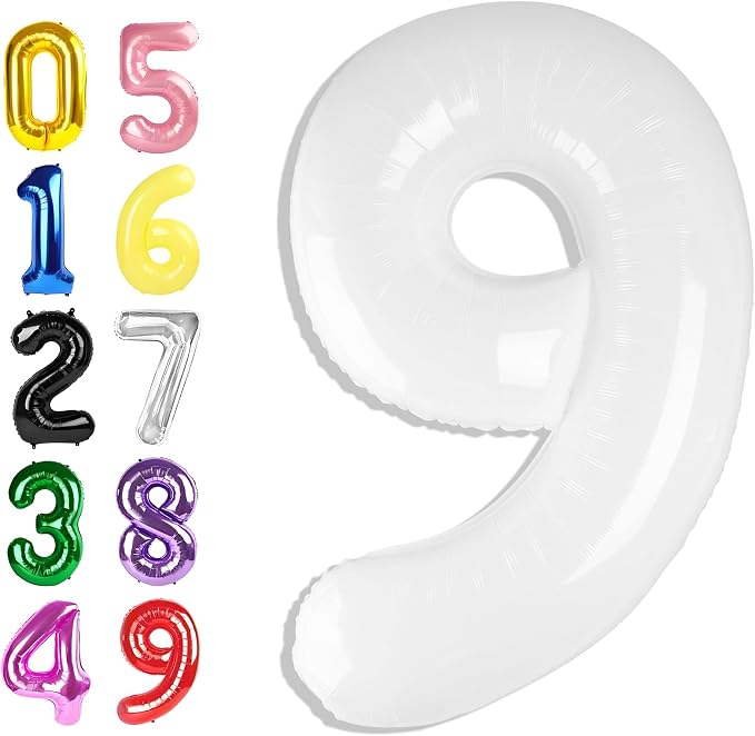 Number Balloons 40 Inch White 8 Balloon by Argthjy