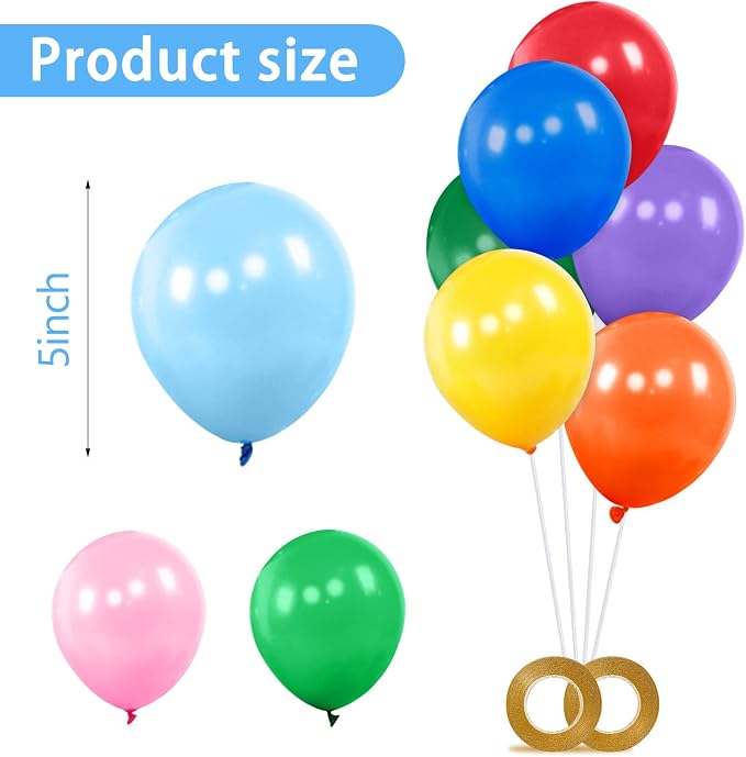 200pcs Balloons 5 Inch Assorted Colors, Small Mini Rainbow Latex Balloons - Image 5