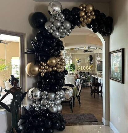 Black Gold and Silver Balloon Arch Garland Kit 153pcs - Image 8