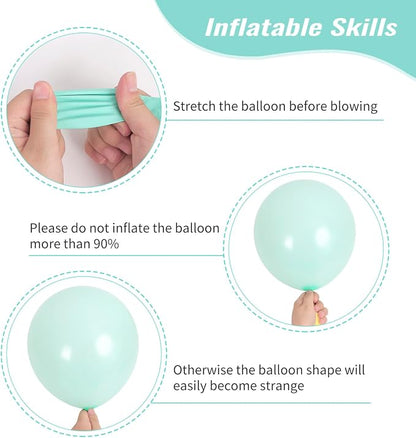 RUBFAC Green Balloons Different Sizes Mint Green Balloon Arch 129pcs | Pastel - Image 3