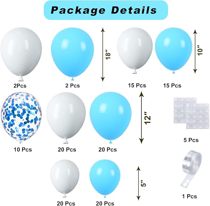 Blue White Balloons Arch Kit - Image 2
