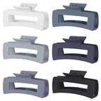 4 Inch Big Hair Claw Clips 6 Pcs Large Claw for Thick Hair Square Hair Clips for Women Rectangle Hair Clips Nonslip Acrylic Banana Jaw Clips Hair Accessories for Girls (Grey)