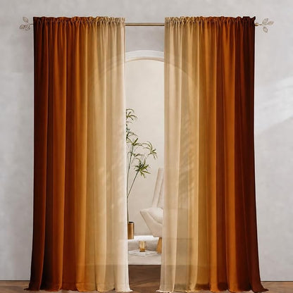Abstract Orange Curtains for Living Room 84 inch Length 2 Panels Set, Burnt by GOLDLAWN