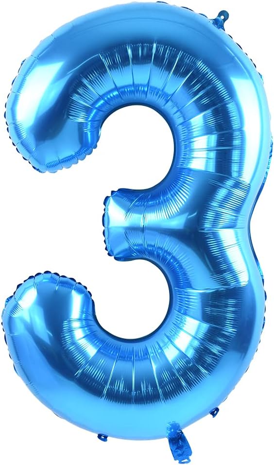 TONIFUL 40 Inch Blue Number 3 Balloons Large Foil 3rd Birthday Decorations | by TONIFUL