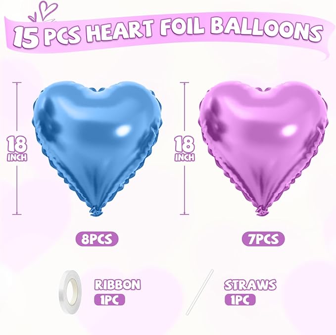 Blue Purple Heart Balloons - Image 2