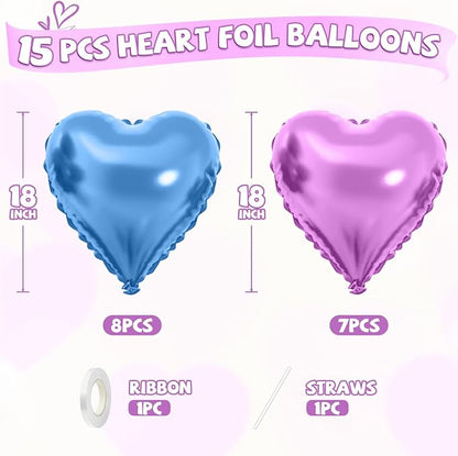 Blue Purple Heart Balloons - Image 2