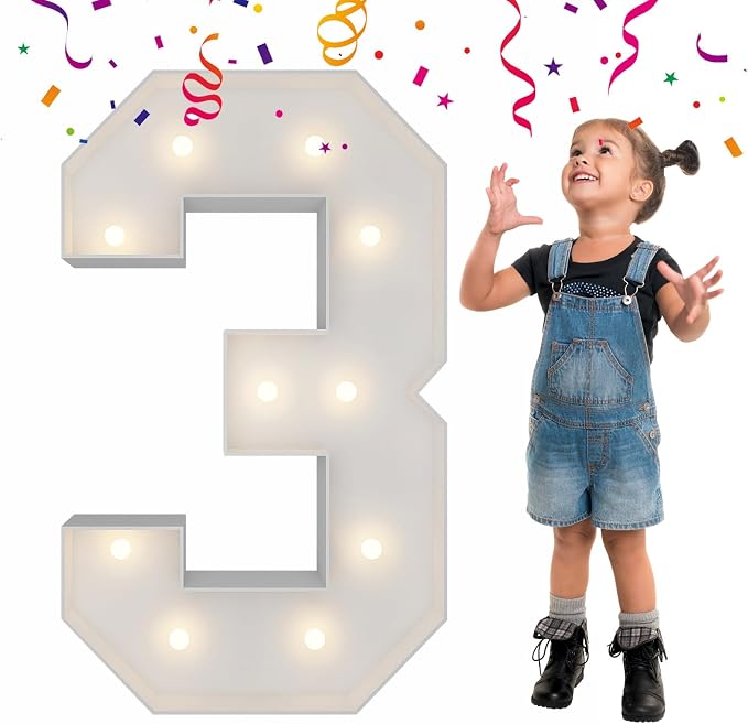 3FT Light Up Numbers Letters, Mosaic Numbers by MerryMosaics