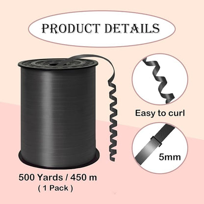 500 Yard Black Curling Ribbon Balloon Ribbon 1/5 Inch Ribbon - Image 2