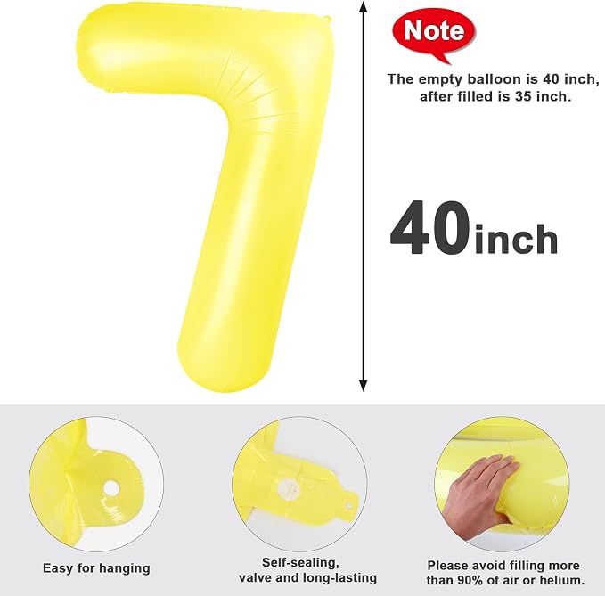 7 Balloon Number 40 Inch Yellow Balloons - Image 5