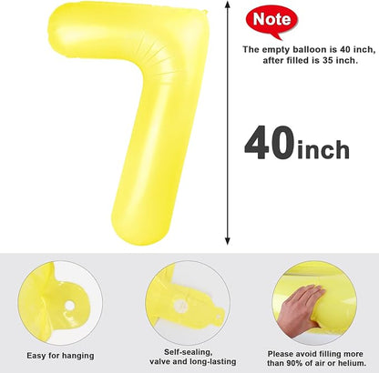 7 Balloon Number 40 Inch Yellow Balloons - Image 5