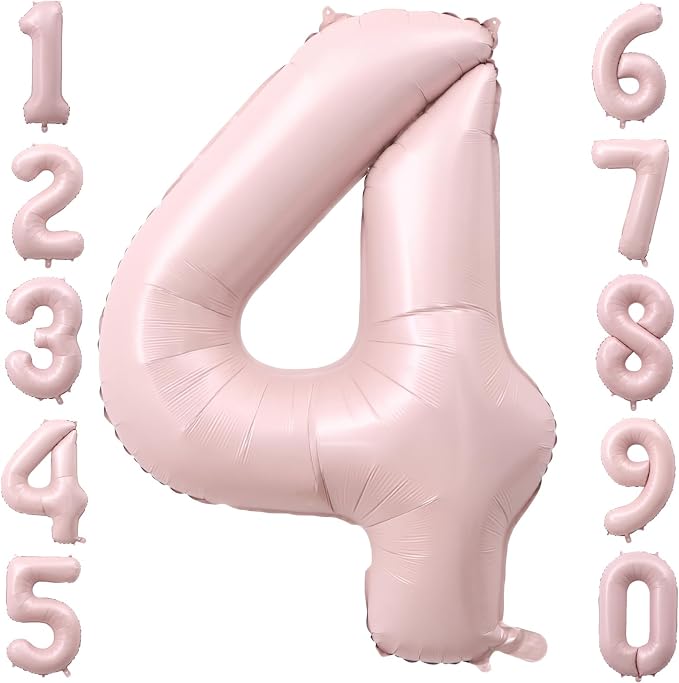 40 Inch Light Pink Foil Number 4 Balloon by TNCDJKPA