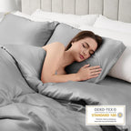 Lirex Satin Pillowcase for Hair and Skin, Super Soft and Cooling Similar to Silk, 2 Pack Queen Size 20"X 30" Pillow Cases with Envelope Closure, Gifts for Women Men, Dark Gray