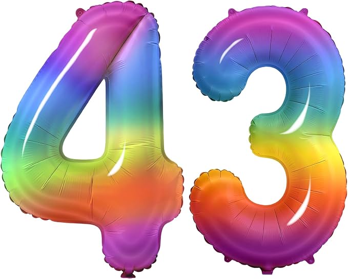 Number 43 Balloons for 43rd Birthday Party Decorations, 0-100 Large No.43 by Joycard