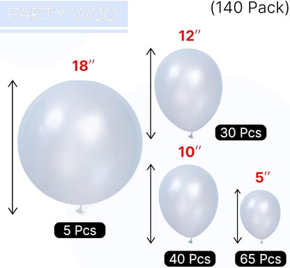 PartyWoo Pearl Light Blue Balloons 140pcs Baby Pastel Blue Color | 18 12 10 5 - Image 6