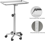 ChoJiah Extra Large Mayo Stand Rolling Salon Tray Hairstylist Tray Heavy Duty Tattoo Tray, Ideal Use for for Hair Salon Dental Hairstylist Cart