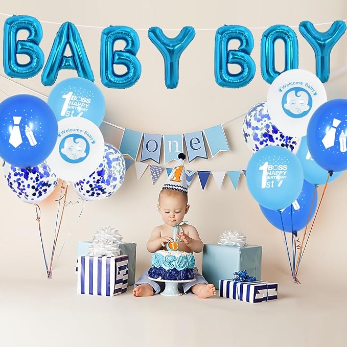 TONIFUL Blue Letter Balloons 2 Set 16 Inch A-Z Custom Alphabet Banner | 52 Pcs - Image 4