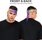 Sports Tie Headband Bandana Running Athletic Sweat Band Elastic Adjustable Sport Head Tie for Men Women Head Ties Ninja Tie Headbands Tennis Sweatbands Soccer Basketball Teams Running Head Band