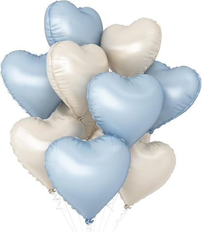 Baby Blue Heart Balloons, 18Inch Sand White Pastel Blue Helium Balloon by GRESATEK